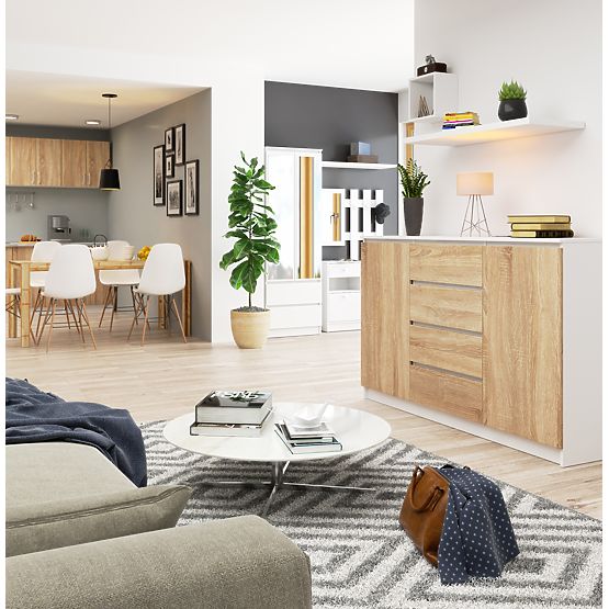 COMMODE K160 2D 4T CLP PK BLANC / SONOMA