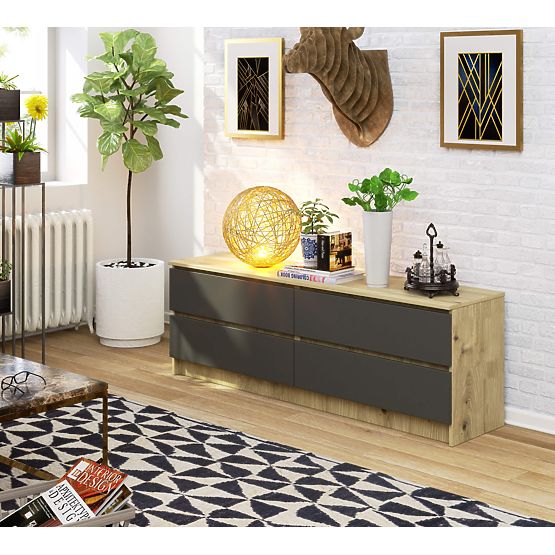 COMMODE K160 4TI CLP PK CHÊNE ARTISAN / GRIS