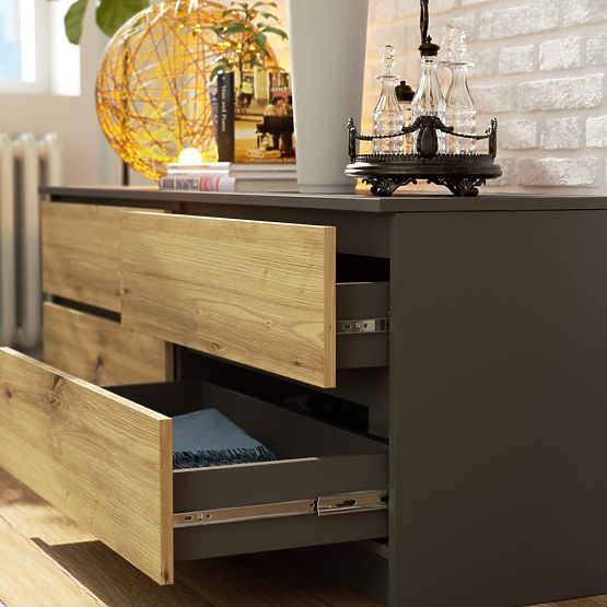 COMMODE K160 4TI CLP PK GRIS GRAPHITE / CHÊNE ARTISAN