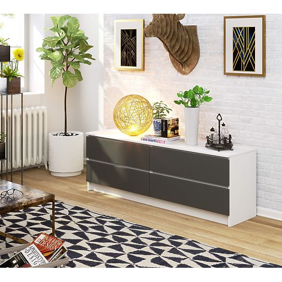 COMMODE K160 4TIROIRS CLP PK BLANC / GRIS