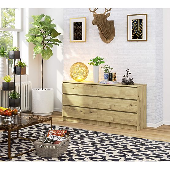 COMMODE K160 6TIROIRS CLP CHÊNE ARTISAN