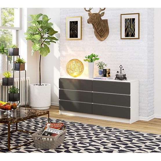 COMMODE K160 6TIROIRS CLP PK BLANC / GRIS