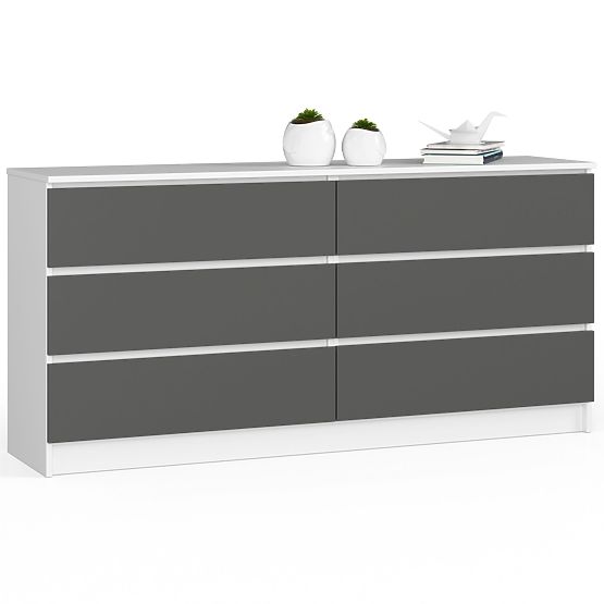 COMMODE K160 6TIROIRS CLP PK BLANC / GRIS