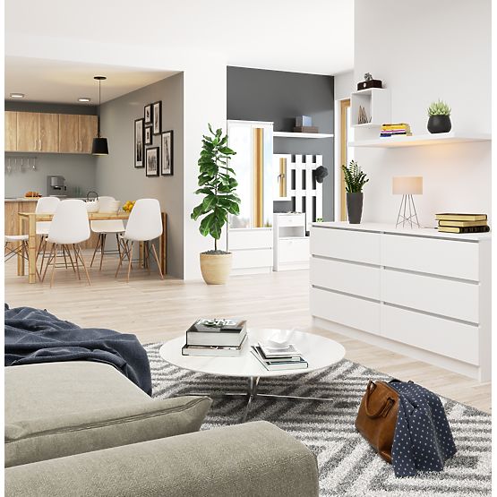 COMMODE K160 6TIROIRS CLP PK BLANCHE