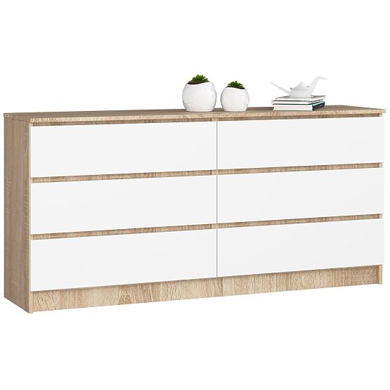 COMMODE K160 6TIROIRS CLP PK CHÊNE SONOMA / BLANC