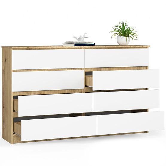COMMODE K160 8TIROIRS CLP CHÊNE ARTISAN / BLANC