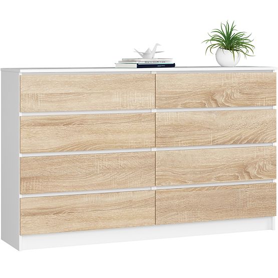 COMMODE K160 8TIROIRS CLP PK BLANC / CHÊNE SONOMA