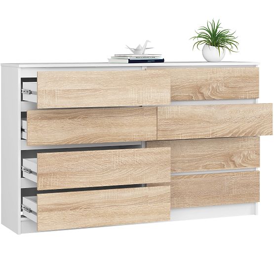 COMMODE K160 8TIROIRS CLP PK BLANC / CHÊNE SONOMA