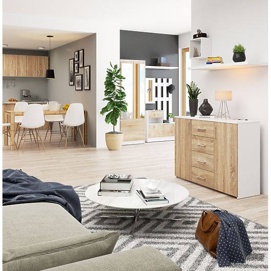 COMMODE K45 PK BLANC / CHÊNE SONOMA