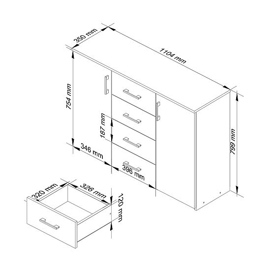 COMMODE K45 PK BLANC / GRIS GRAPHITE