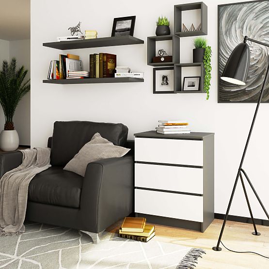 COMMODE K60 3TI CLP GRIS GRAPHITE / BLANC