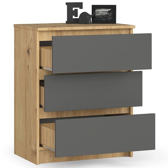 COMMODE K60 3TI CLP PK CHÊNE ARTISAN / GRIS