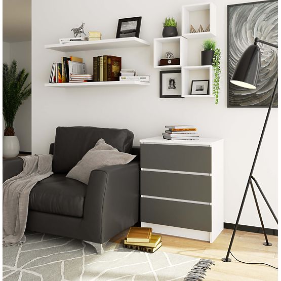 COMMODE K60 3TIROIRS CLP BLANC / GRIS