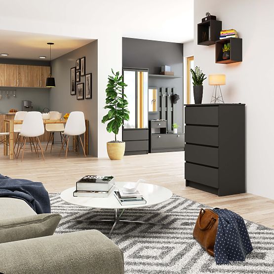 COMMODE K60 4TIROIRS CLP PK GRIS GRAPHITE