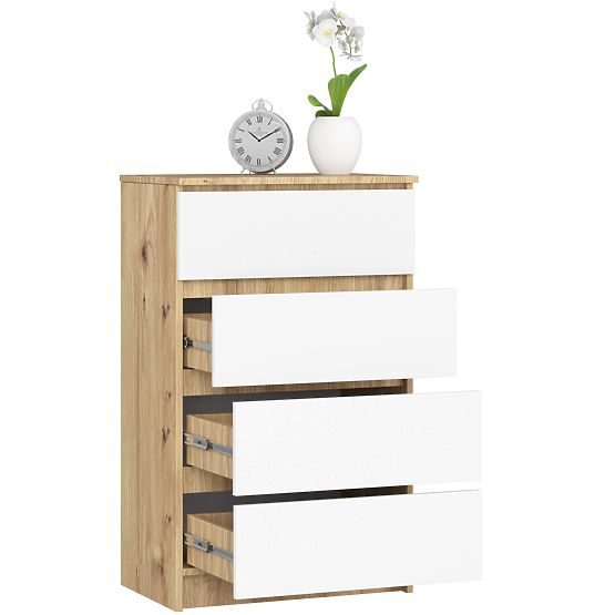 COMMODE K60 4TIROIRS PK CHÊNE ARTISAN / BLANC