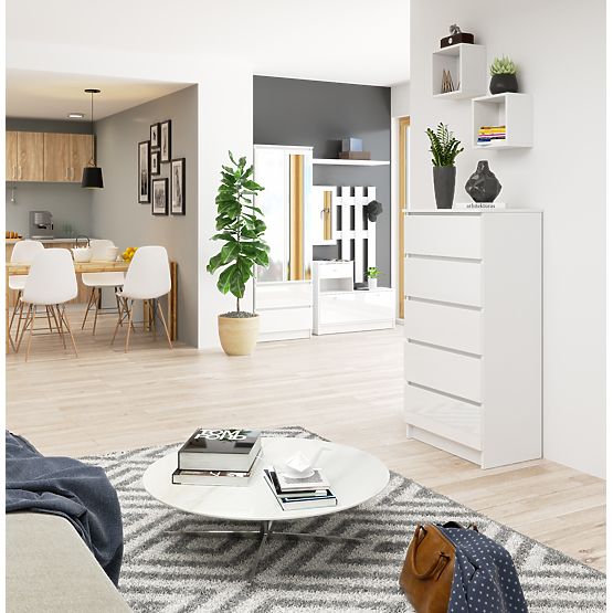 COMMODE K60 5TIROIRS CLP PK BLANC BRILLANT