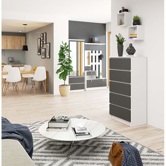 COMMODE K60 5TIROIRS CLP PK BLANC / GRIS