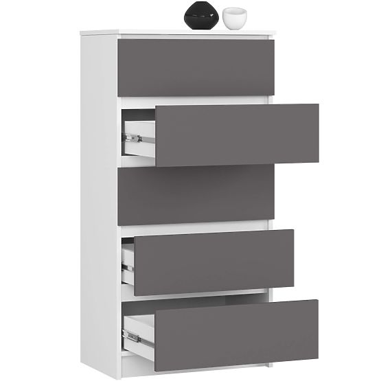 COMMODE K60 5TIROIRS CLP PK BLANC / GRIS
