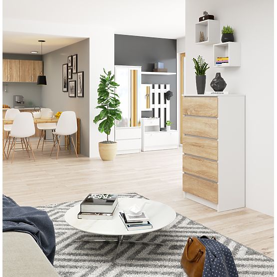 COMMODE K60 5TIROIRS CLP PK BLANC / SONOMA