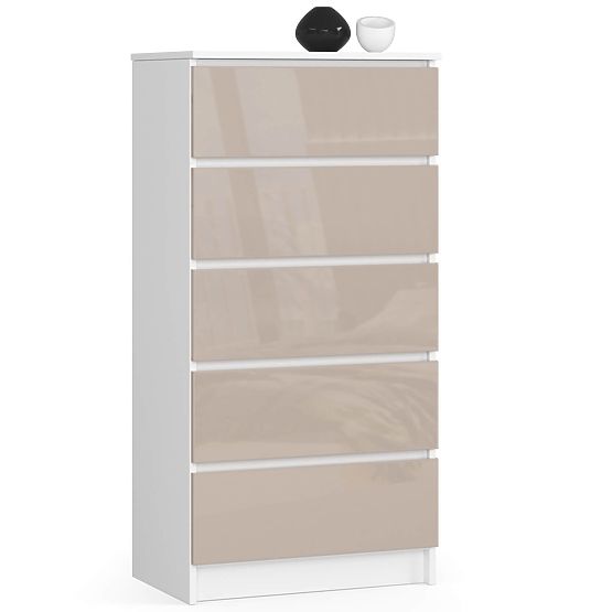 COMMODE K60 5TIROIRS CLP PK CAPPUCCINO BRILLANT