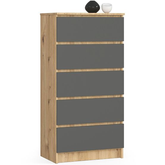 COMMODE K60 5TIROIRS CLP PK CHÊNE ARTISAN / GRIS