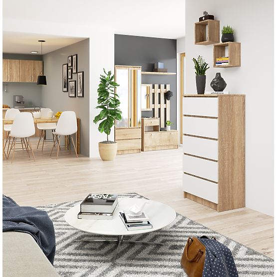 COMMODE K60 5TIROIRS CLP PK CHÊNE SONOMA / BLANC