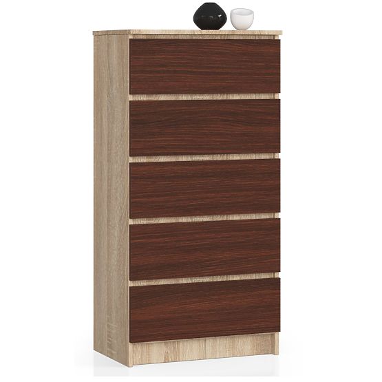 COMMODE K60 5TIROIRS CLP PK CHÊNE SONOMA / WENGE