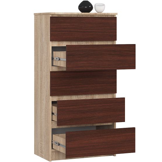 COMMODE K60 5TIROIRS CLP PK CHÊNE SONOMA / WENGE