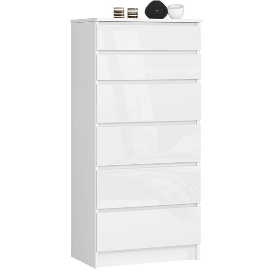 COMMODE K60 6TIROIRS CLP PK BLANC BRILLANT