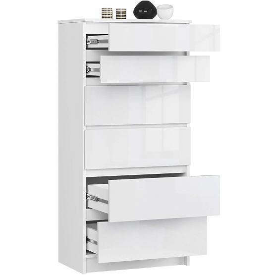 COMMODE K60 6TIROIRS CLP PK BLANC BRILLANT