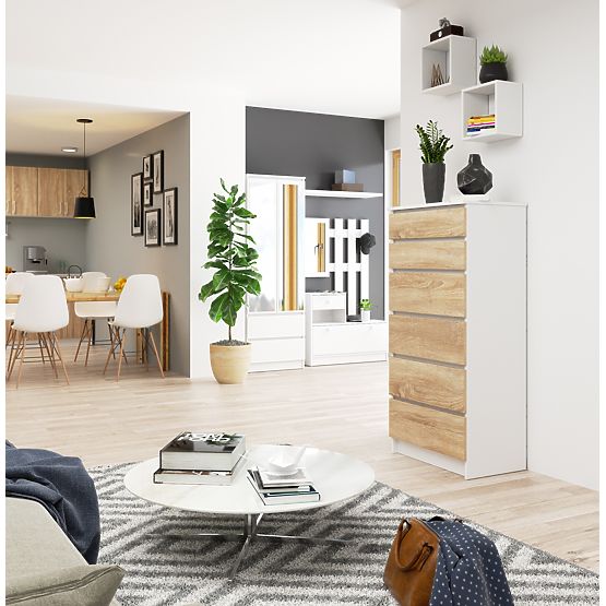 COMMODE K60 6TIROIRS CLP PK BLANC / SONOMA