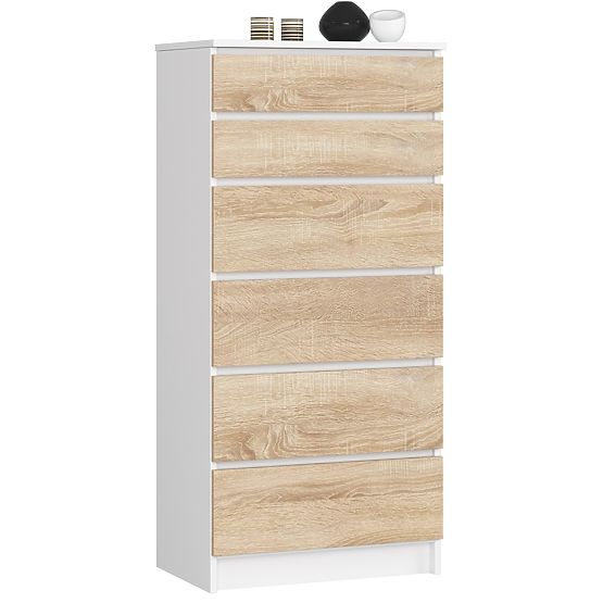 COMMODE K60 6TIROIRS CLP PK BLANC / SONOMA