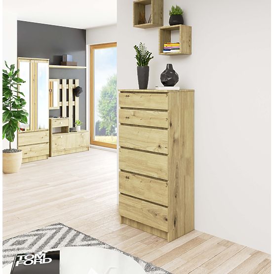 COMMODE K60 6TIROIRS CLP PK CHÊNE ARTISAN