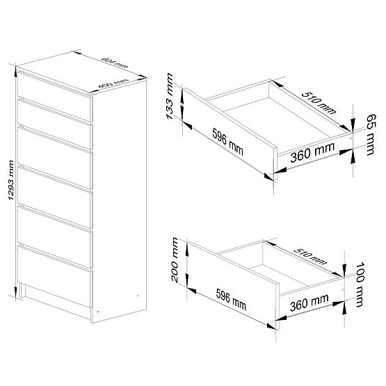 COMMODE K60 6TIROIRS CLP PK CHÊNE CRAFT