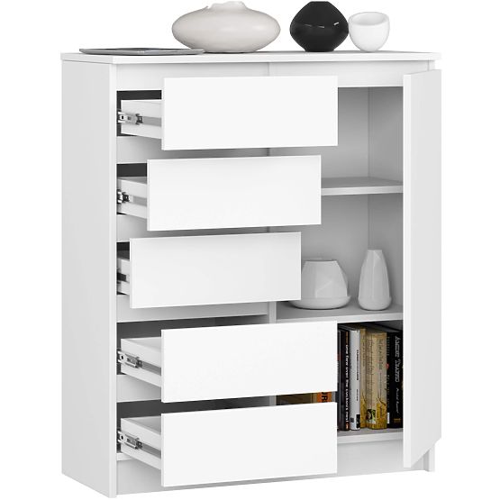 COMMODE K80 1D 5T PK BLANCHE