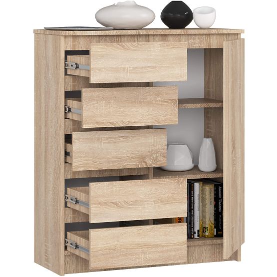 COMMODE K80 1D 5T PK CHÊNE SONOMA