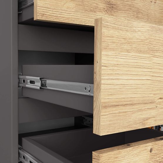 COMMODE K80 1D 5T PK GRIS GRAPHITE / CHÊNE ARTISAN