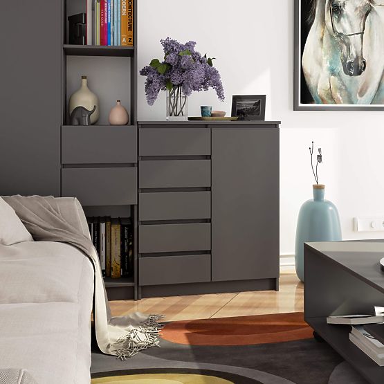 COMMODE K80 1D 5T PK GRIS GRAPHITE