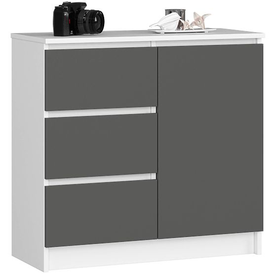 COMMODE K80 JERRY 1D 3SZ PK BLANC / GRIS GRAPHITE