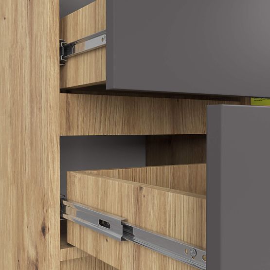 COMMODE K80 JERRY 1D 3T PK CHÊNE ARTISAN / GRIS GRAPHITE