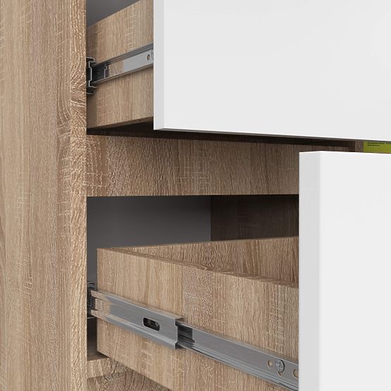 COMMODE K80 JERRY 1D 3T PK CHÊNE SONOMA / BLANC