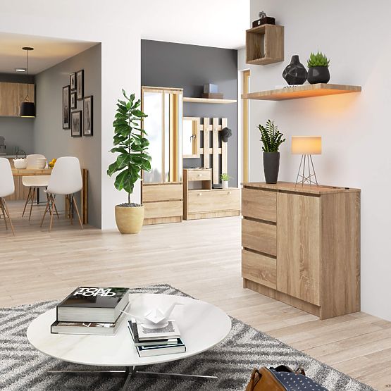 COMMODE K80 JERRY 1D 3T PK CHÊNE SONOMA