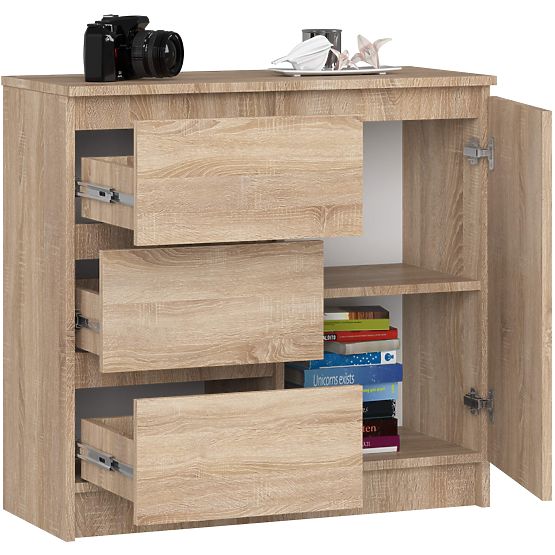 COMMODE K80 JERRY 1D 3T PK CHÊNE SONOMA