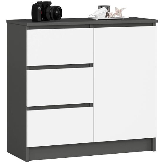 COMMODE K80 JERRY 1D 3T PK GRIS GRAPHITE / BLANC