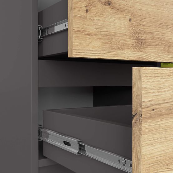 COMMODE K80 JERRY 1D 3T PK GRIS GRAPHITE / CHÊNE ARTISAN