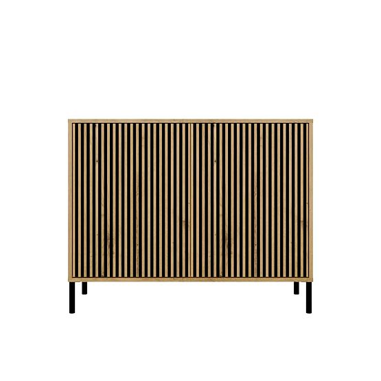 Commode KAMARO 2D SLIM CHÊNE ARTISAN à Lattes Rainurées