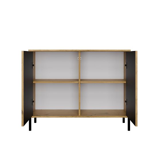 Commode KAMARO 2D SLIM CHÊNE ARTISAN à Lattes Rainurées