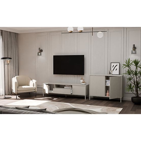 Commode KAMARO 2D SLIM KAŠMÍR Panneau Frontal à Lattes