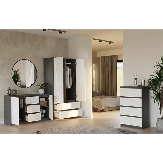 Commode Malwa 2D3S ANTHRACITE BLANC