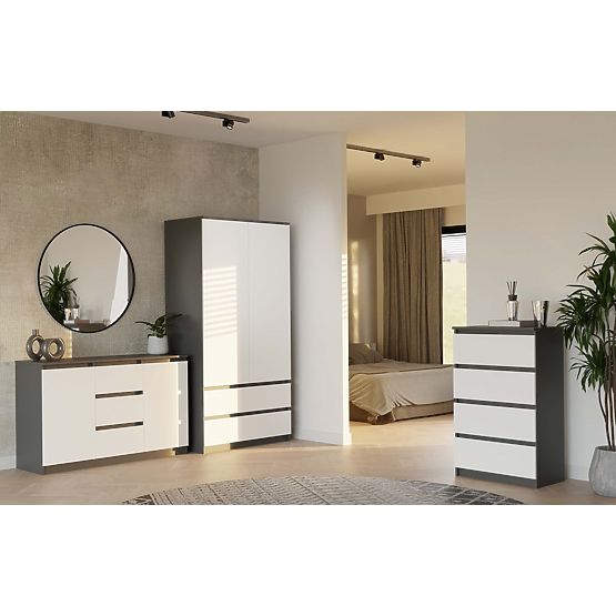 Commode Malwa 2D3S ANTHRACITE BLANC